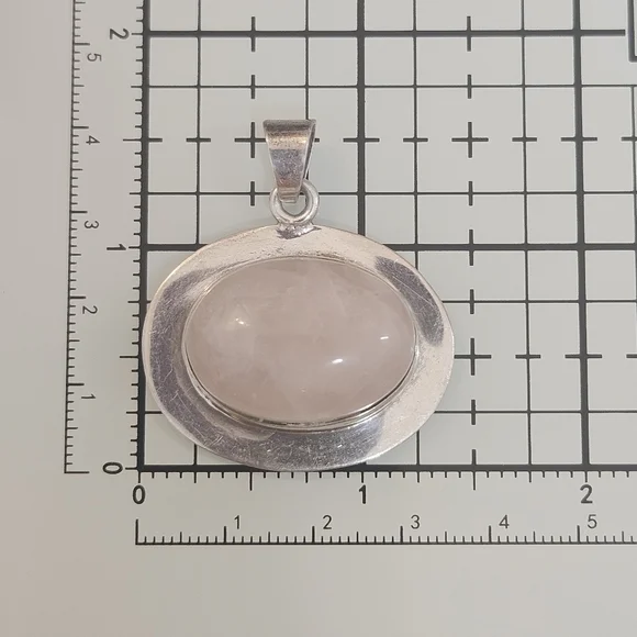 Rose Quartz Sterling Silver Mexico 925 Pendant 16 Grams - Picture 6 of 11